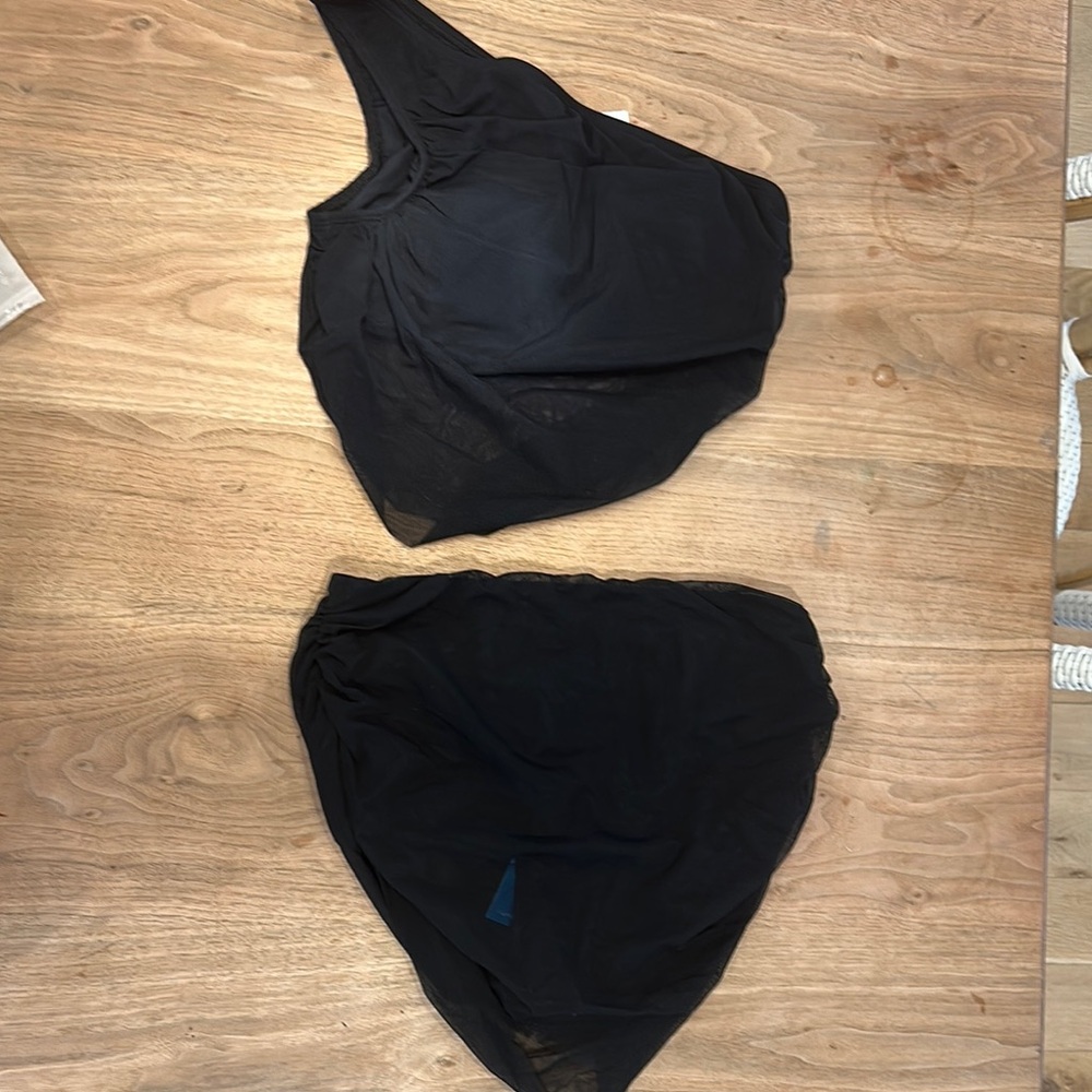 Black One-Shoulder Top and Skirt Set